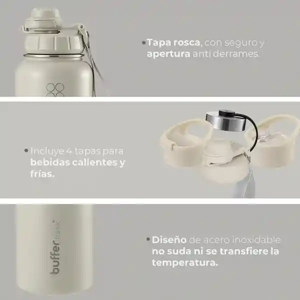 Termo Botella Agua Termica Inoxidable Buffer + 4 Tapas
