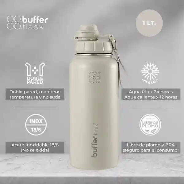 Termo Botella Agua Termica Inoxidable Buffer + 4 Tapas