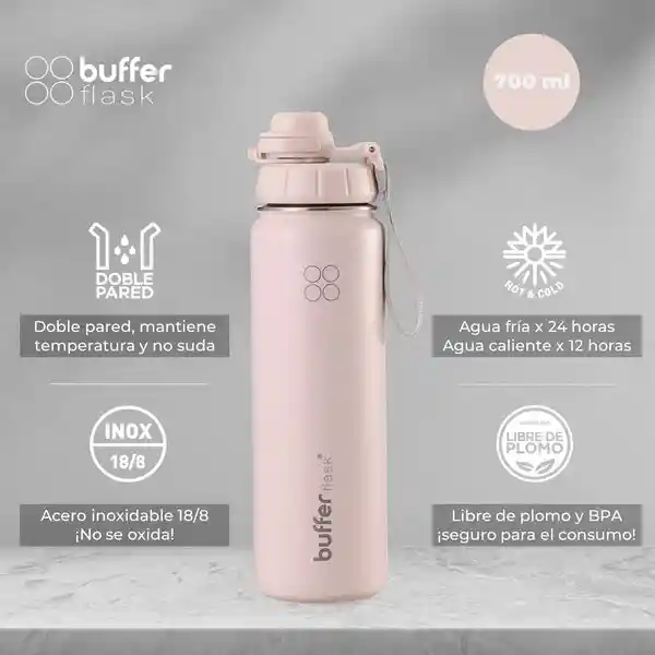 Termo Botella Termica Buffer Acero Inoxidable + 4 Tapas