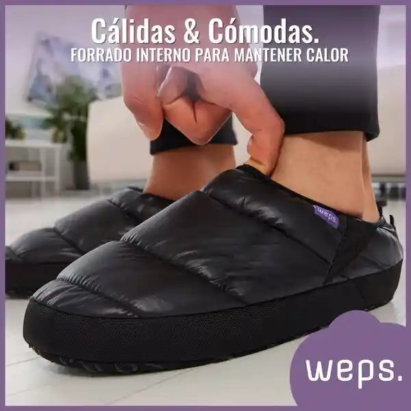 Pantuflas Termicas Antideslizantes Unisex - Weps - Negro Talla 36