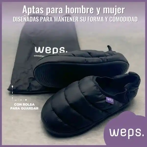 Pantuflas Termicas Antideslizantes Unisex - Weps - Negro Talla 36