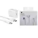 Audifonos Earpods Lightning + Cargador Iphone 20w Carga Rapida