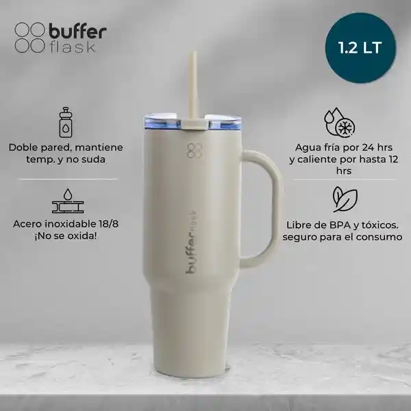 Vaso Termo Termico Manija Y Pitillo 1.2l Buffer Acero Inox