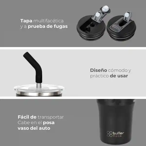 Mug Vaso Termo Agua Cafe 700ml Buffer Acero Inox + Tapas