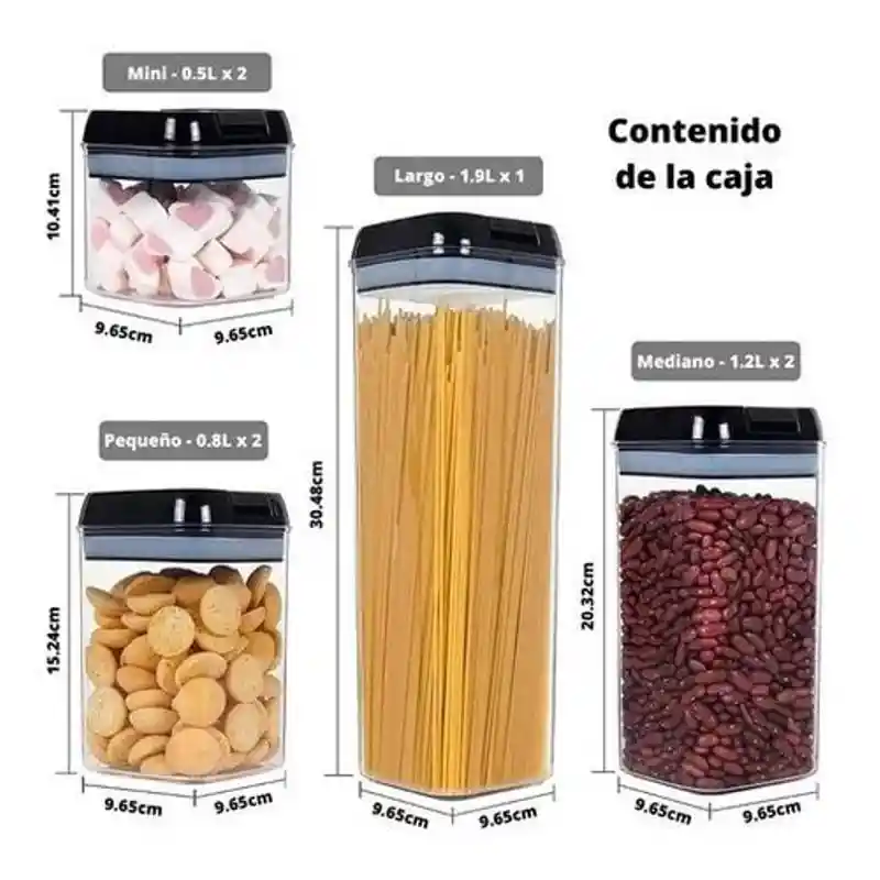 Organizadores De Frascos Hermético De Cocina Set X7