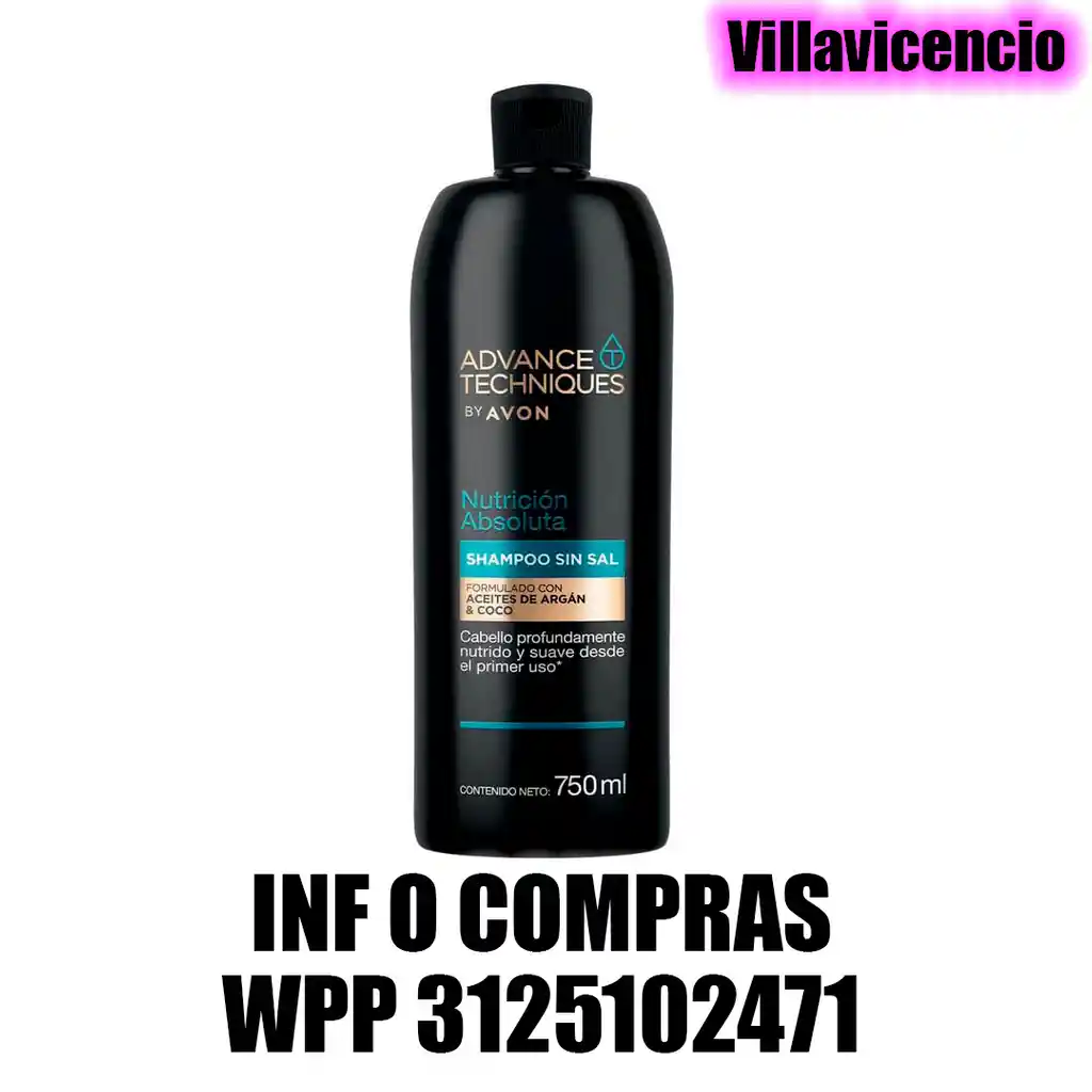 Shampoo Avon Sin Sal Aceite De Argan Y Coco 750ml