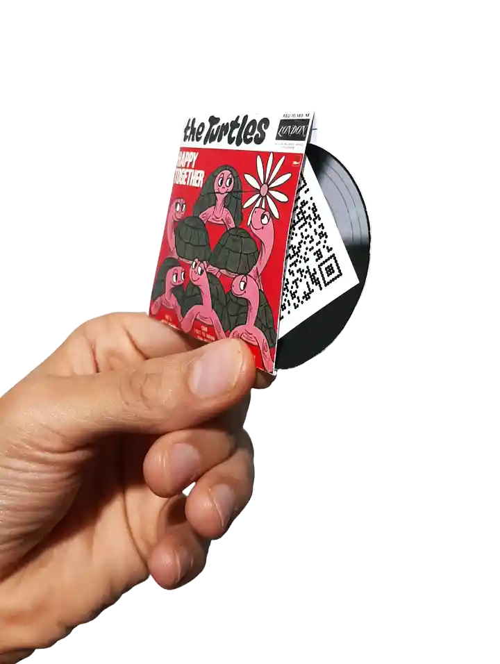 Regalo Sorpresa Disco Tipo Vinil En Papel Con Fotografía Y Qr De Canción