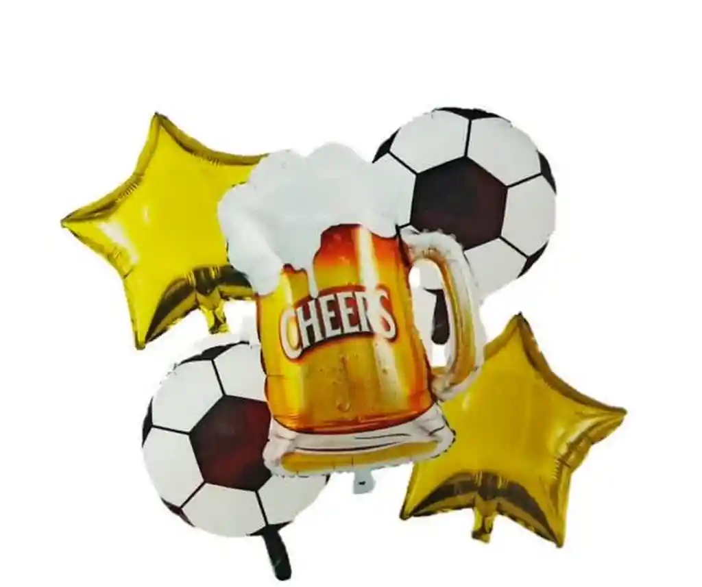 Kit Bouquet Globo Futbol Balon Cerveza Feliz Cumpleaños