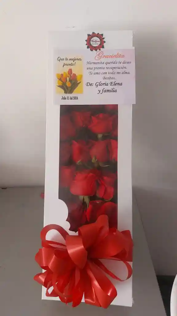 Caja Con 24 Rosas Rojas + Caja Chocolates