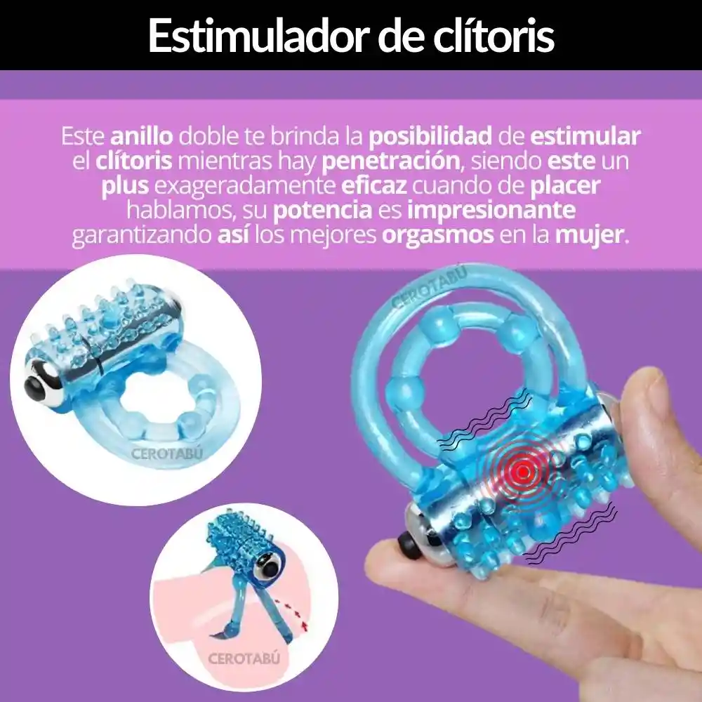 Anillo Vibrador Retardante Para Pene Doble Texturizado Gama Alta