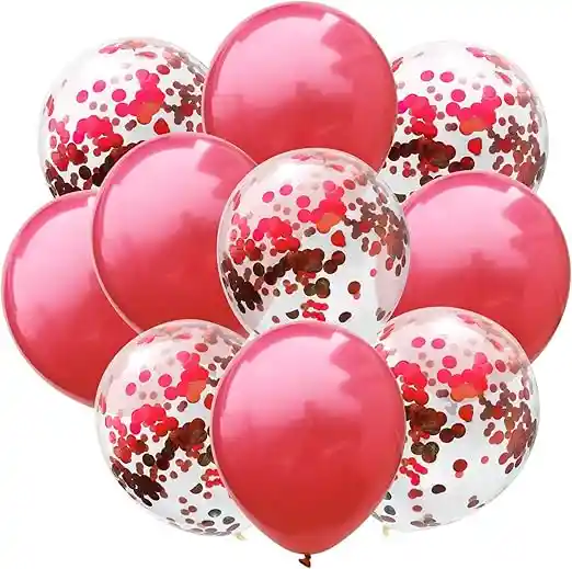 Kit Globos Cromados Reflex R12 Globos Con Confeti R12 Rojos