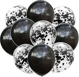 Kit Globos Cromado Reflex 5 R12 Globos Con Confeti R 12 Negro
