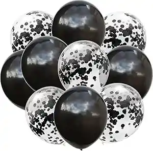 Kit Globos Cromado Reflex 5 R12 Globos Con Confeti R 12 Negro