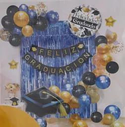 Kit De Globos Feliz Graduación Con Cortina 43 Unidades