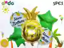 Globo Cerveza Feliz Cumpleaños Piña Dorada Estrella Hawaino