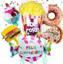 Kit Set Globo Feliz Cumpleaño Pop Corn Metalizado Candy