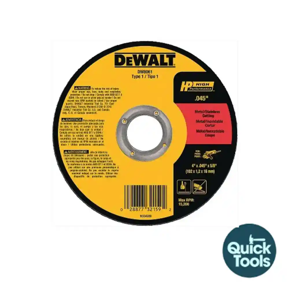 Disco Dewalt Metal 4.5 X 1/4 Pulir