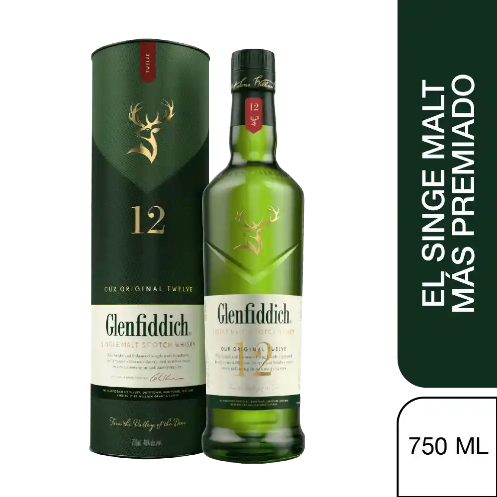 Glenfiddich Whisky Single Malt Scotch 12 Años 350ml