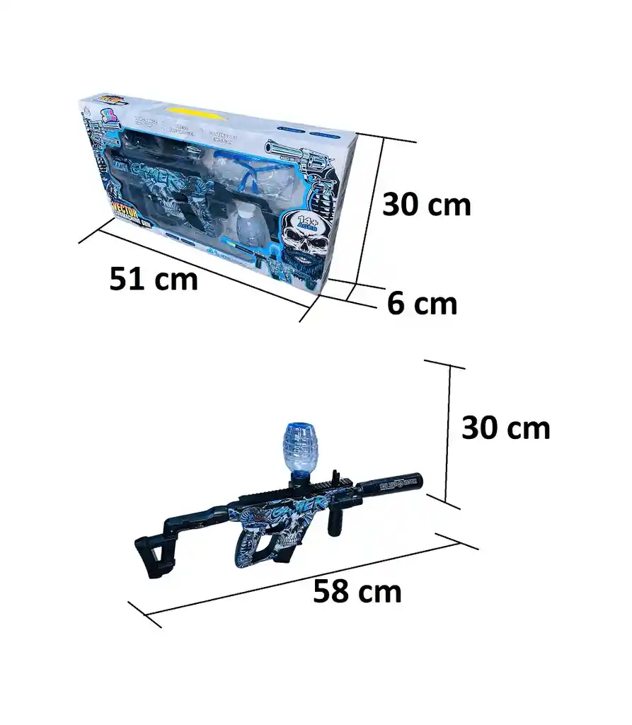 Fusil De Hidrogel Recargable Superi - Inspirado En Cod Calabera Azul