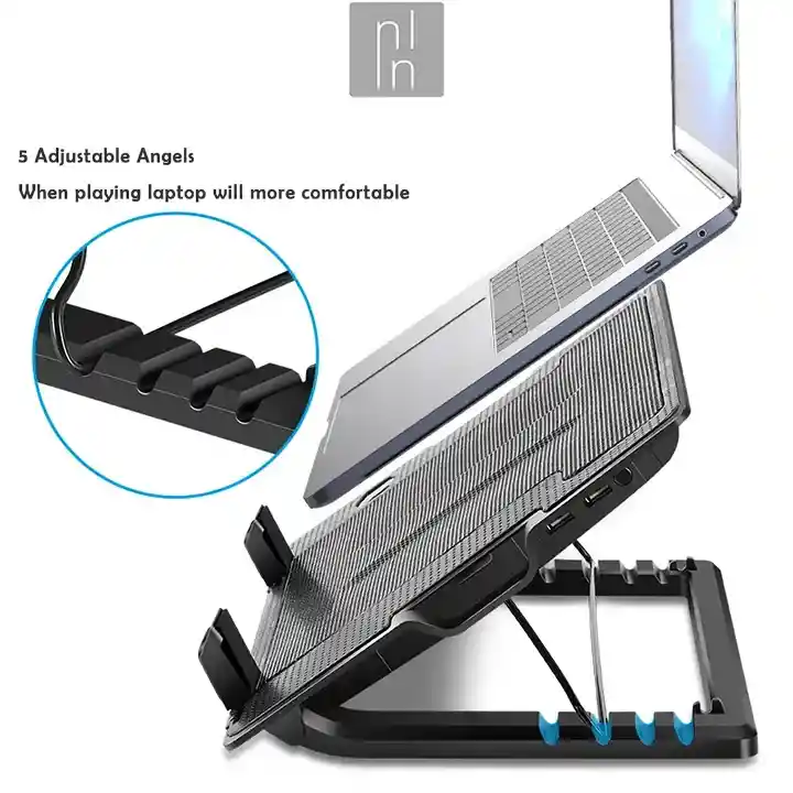 Base Refrigerante Ventilador Reclinable 5 Posiciones Ultra Silenciosa Conexion Usb-hasta 17 Pc Consolaspulgadas