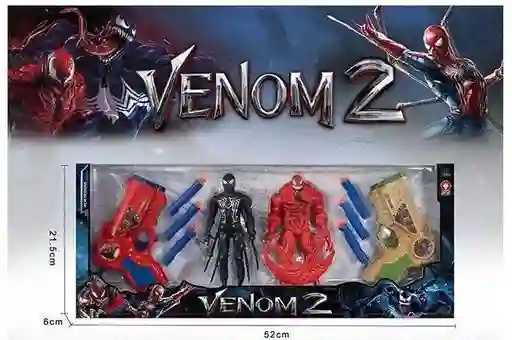 Juguete Venom 2, 2 Heroes Venom Spiderman + Set De Pistolas Factor