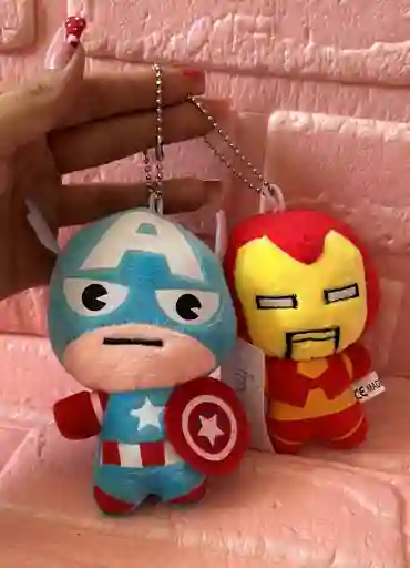 Llavero Peluche X2 Super Heroes / Capitan America / Iron Man