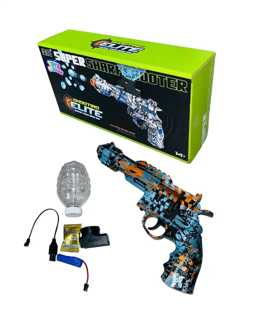 Revolver Calibre 38 Lanzador De Esferas De Hidrogel Recargable Color Naranja