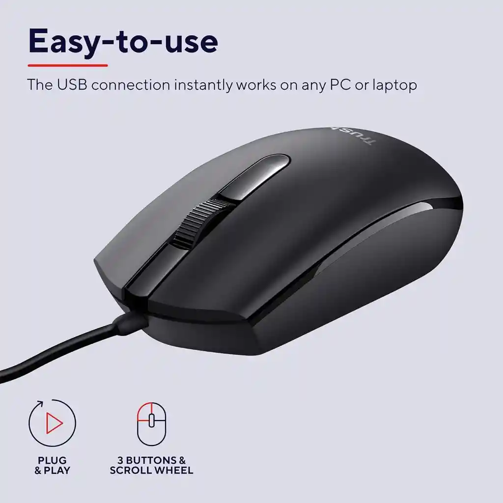 Mouse Empresarial Trust Basi 1200 Dpi Win/macos/linux/chrome