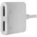 Adaptador Dual Lightning Audífonos Carga Compatible Iphone