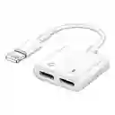 Adaptador Dual Lightning Audífonos Carga Compatible Iphone