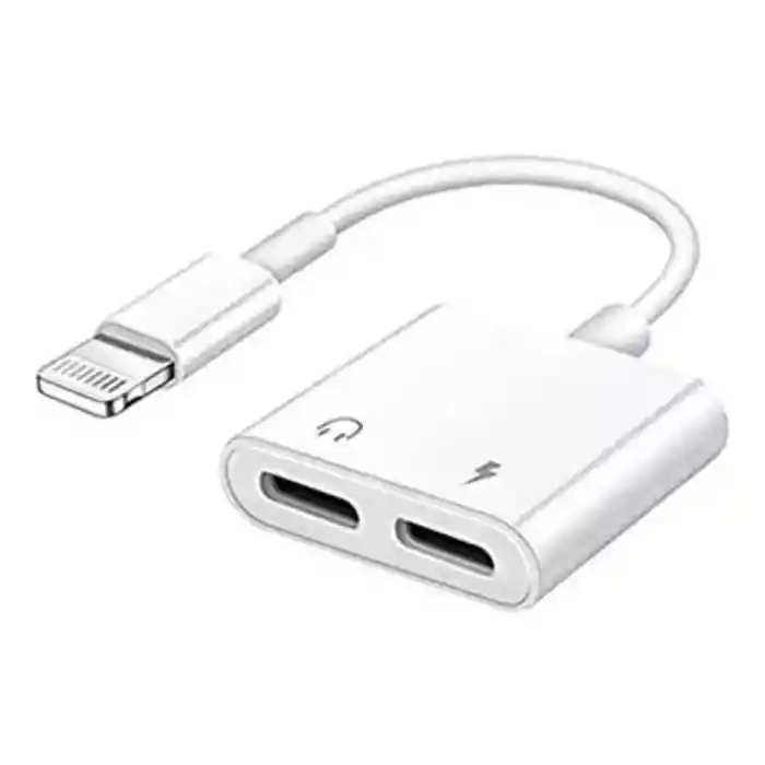 Adaptador Dual Lightning Audífonos Carga Compatible Iphone