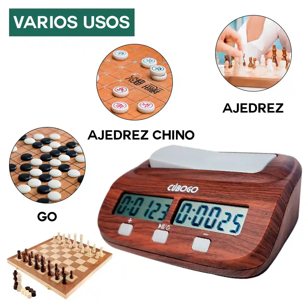 Reloj Digital Ajedrez Temporizador Profesional Portátil Cafe Pq9907s