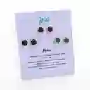 Set Aretes Signo Zodiacal - Topitos Piedra Natural Aries (pack X 3 Pares)