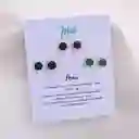 Set Aretes Signo Zodiacal - Topitos Piedra Natural Aries (pack X 3 Pares)