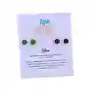 Set Aretes Signo Zodiacal - Topitos Piedra Natural Libra (pack X 3 Pares)