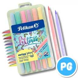 Caja Marcadores Pelikan Markana Lettering X12 Unds Tonos Pastel Surtidos