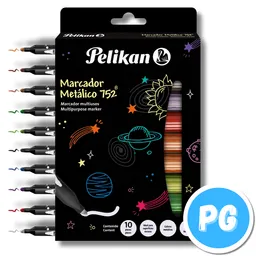 Caja Marcador Pelikan Metalizado 752 X10 Unds Surtido Punta Ancha