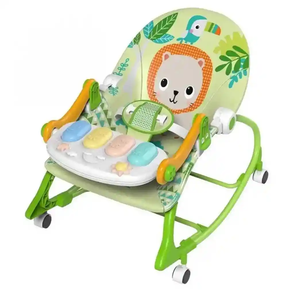 Silla Mecedora Musical Con Ruedas, Piano Musical Leon Verde