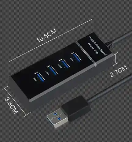 Hub Usb 3.0 4 Puertos De 5 Gbps Cable 30 Cm Rf. 303