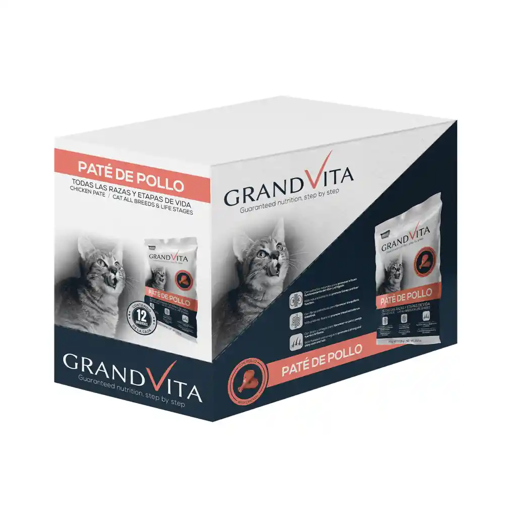 Grand Vita Pate De Pollo Para Gato 12und