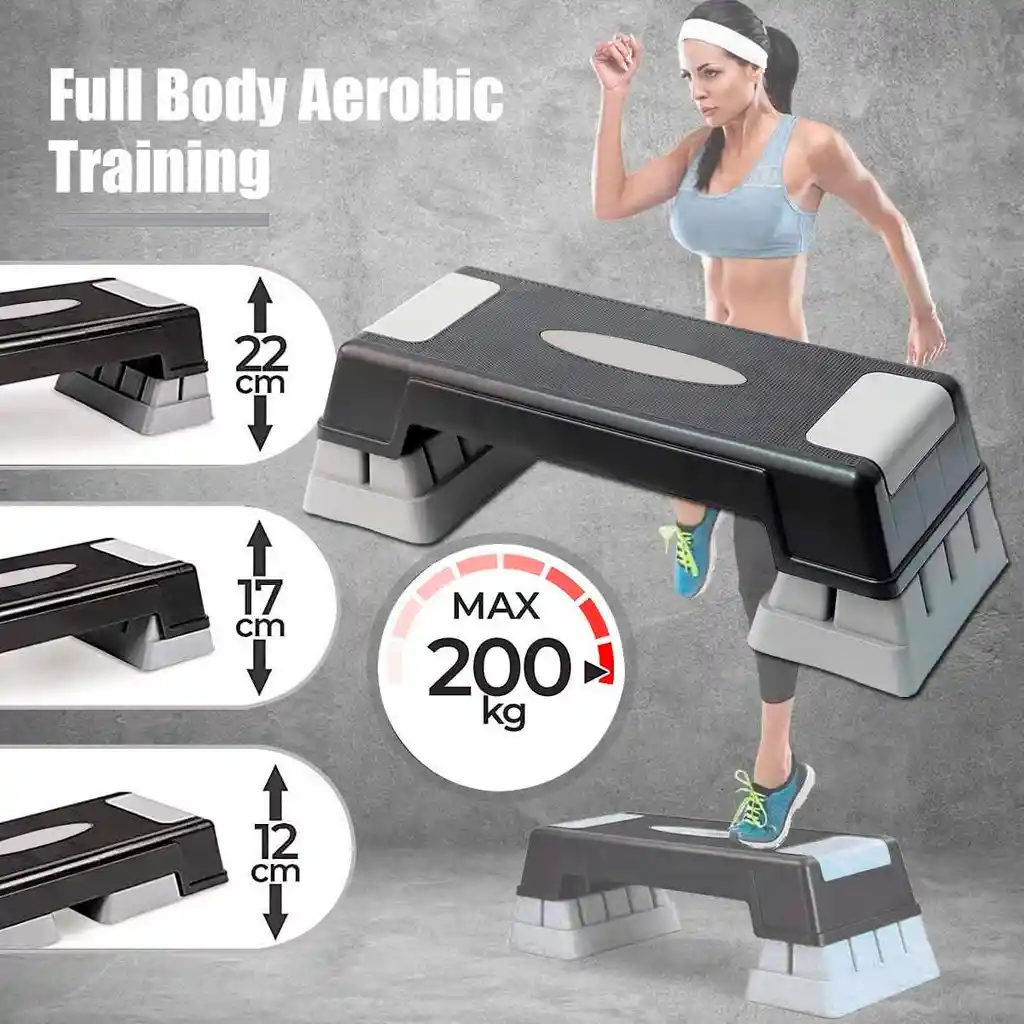 Banco Step 3 Niveles 3 Altura Escalón Gimnasio Ejercicios Gris Sc-84086
