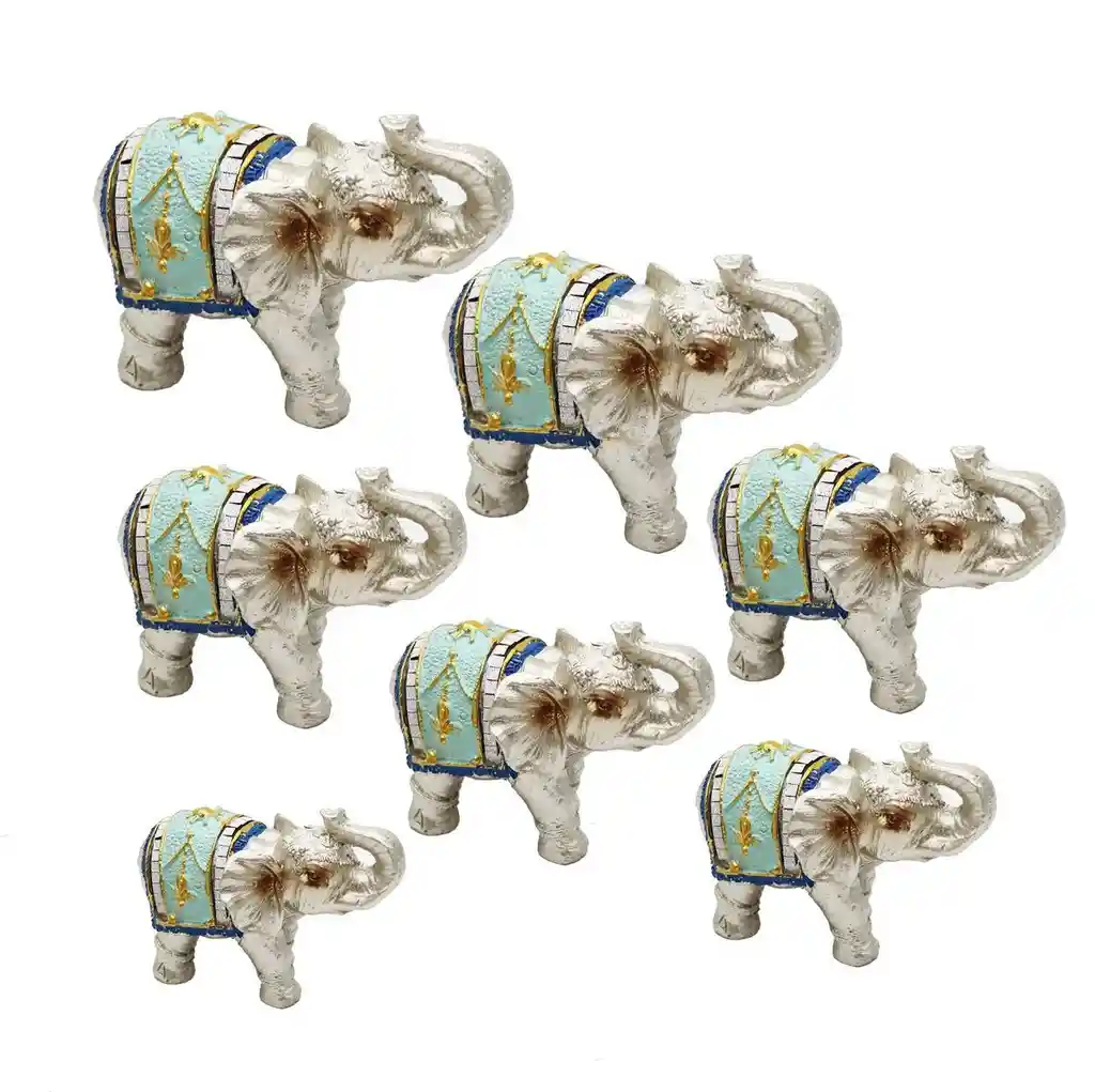 Elefante Plateado X 7 Vintage Decoración Protección Dayoshop $90.900