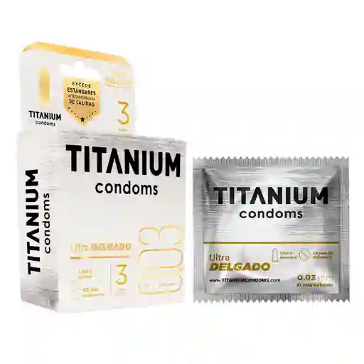 Caja X 3 Condones Ultra Delgado Titanium Ultra Delgado + Placer Preservativo Premium Titanium Latex Condon Protege Vih Sida Gonorrea Sífilis Clamidia Hepatitis Alta Calidad.