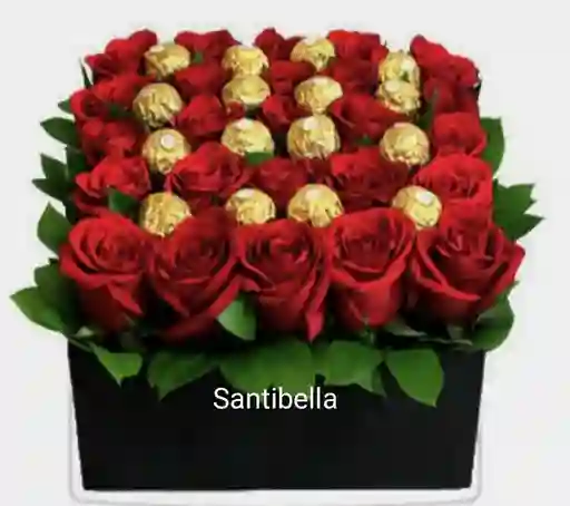 Caja De Rosas Y Chocolates