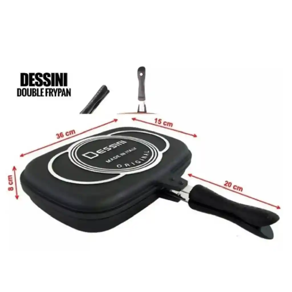 Sartén Doble Parrilla 36 Cm Antiadherente Dual Grill Dessini