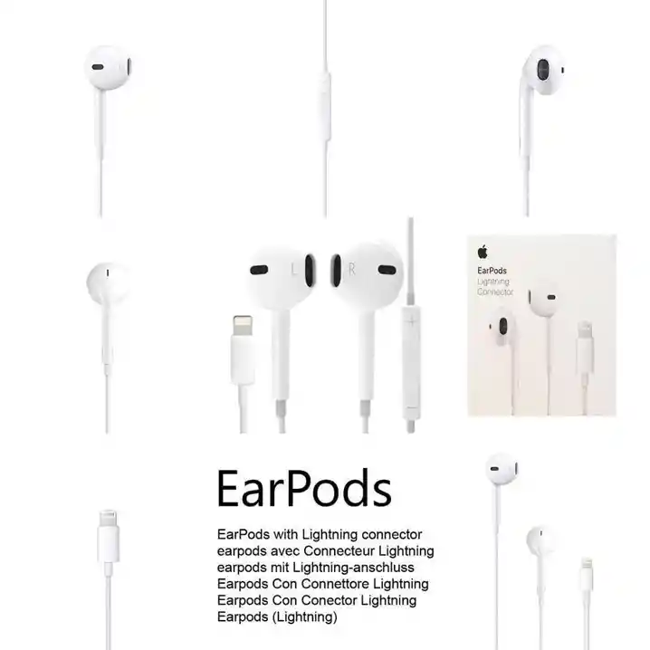 Audifonos Earpods Con Conector Lightning Para Iphone Color Blanco