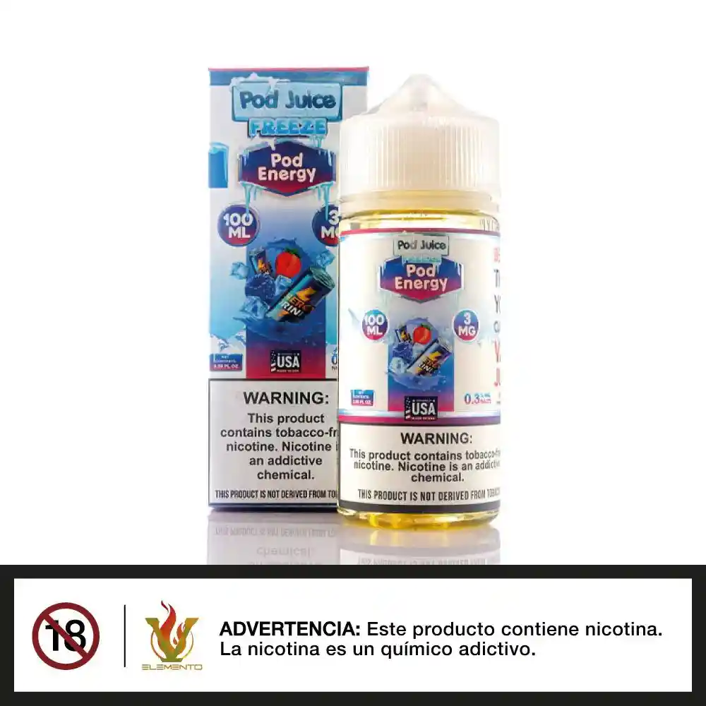 Esencia Para Vaper Pod Juice Freeze 3% Nic / 100ml / Energizante/ Pod Energy