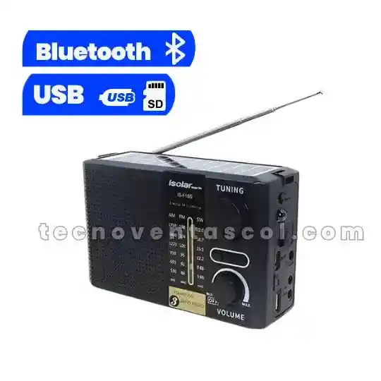 Radio Isolar (canadá) Función De Recarga Solar Con 24 Minipaneles, Recarga De Celulares, Sintoniza Am/fm/sw/bluetooth/sd