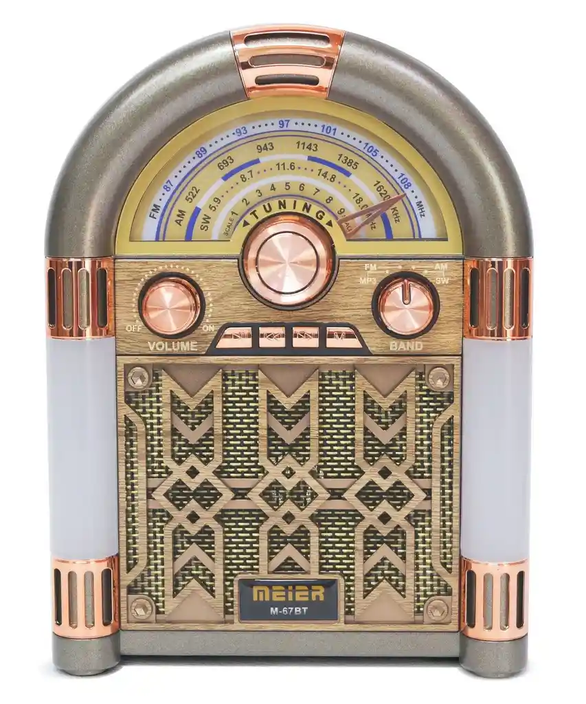 Radio Rockola Vintage, Con Luces, Recargable, Función De Carga Celulares, Sintoniza Mp3/bluetooth/am/fm/sw