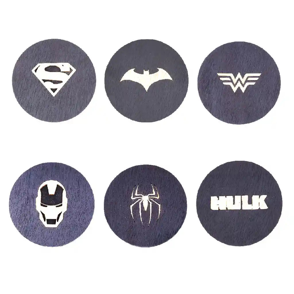 Portavasos En Madera 6 Puestos Superheroes Marvel Dc